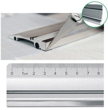 Mocna Linijka aluminiowa 100 cm, wysoka stalowa krawędź do wsparcia ostrza
