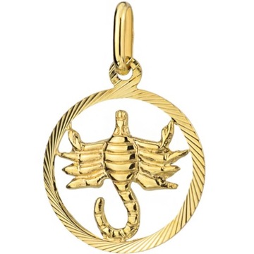 Złota zawieszka znak zodiaku skorpion w kole pr. 585
