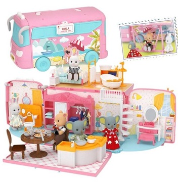 БОЛЬШАЯ КУКЛА АВТОБУС ПРАЗДНИЧНАЯ КАМЕРА Складной открывающийся ДОМ