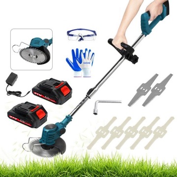 Мощный аккумуляторный триммер для травы, садовая коса 21 В, 2 батарейки