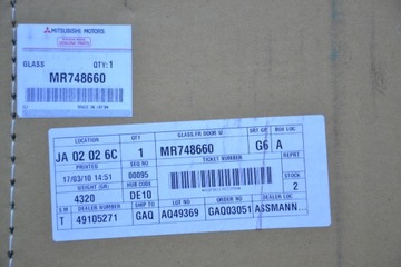 MITSUBISHI PAJERO II 90-2000 SKLO (OKNO) DVEŘE LEVÝ PŘEDNÍ MR748660 ORIGINÁLNÍ NOVÁ