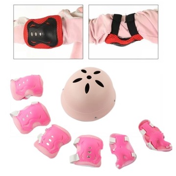 Kask dziecięcy Nałokietniki Ochraniacze nadgarstków Kask do deskorolki Outdoor różowy