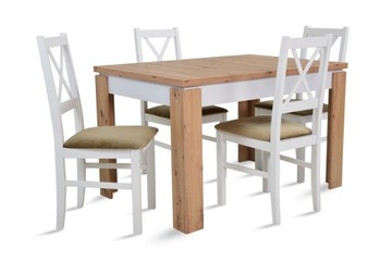 Stół 80x120/160 cm rozkładany + 4 krzesła drewno