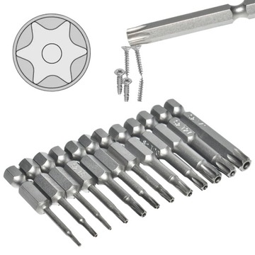 Bity Torx 50mm T5 T6 T7 T8 T9 T10 T15 T20 T25 T27 T30 T40 magnetyczne 1/4