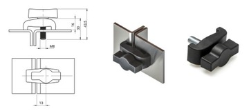 Винт-бабочка 8мм, длина 30мм + замок-хомутик 80мм