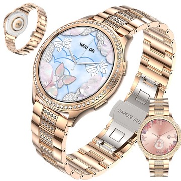 SMARWATCH DAMSKI AK53 MENU Pl ROZMOWY WODOODPORNY CEKINY Smart wath zegarek