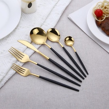 Zestaw Sztućce Gold/Black 24 Y251