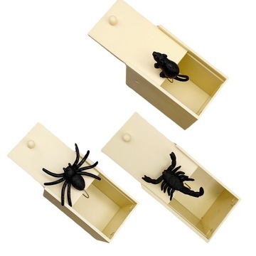Przestraszone drewniane pudełko Podstępne etui Ręcznie wykonane zabawne przestraszone gagi Prezenty Pająk