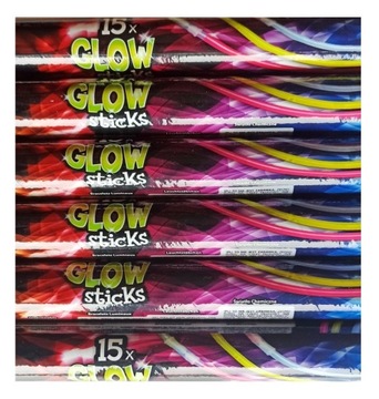 ZESTAW ŚWIATŁO CHEMICZNE NEON PAŁECZKI 6x15 szt