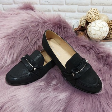 МОКАСИНЫ ЖЕНСКИЕ ЧЕРНЫЕ ГЛЯНЦЕВЫЕ - размер 40