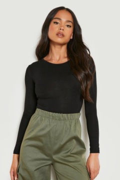 KC15311 *ЧЕРНОЕ БОДИ BOOHOO PETITE FIT С ДЛИННЫМ РУКАВОМ M
