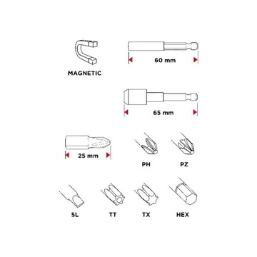 Набор бит, 60 шт. 56Х600 ГРАФИТ.