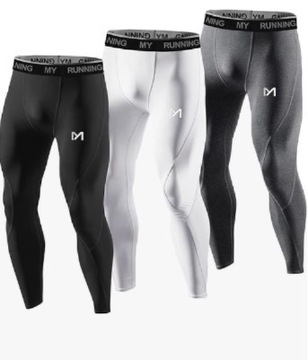 Legginsy męskie - zestaw 3 sztuk XL, funkcyjne. kompresyjne / do biegania