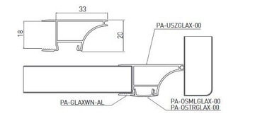GLAX Coronal LED Профиль Черный 1,49м + опал