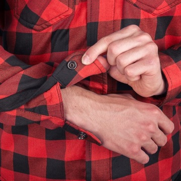 WOLF MĘSKA KOSZULA MOTOCYKLOWA Z KEVLAREM LS01 KOMPLET PROTEKTORÓW RED M