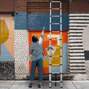 СКЛАДНАЯ ТЕЛЕСКОПИЧЕСКАЯ АЛЮМИНИЕВАЯ ЛЕСТНИЦА ДЛИНОЙ 3,2 М НОВАЯ