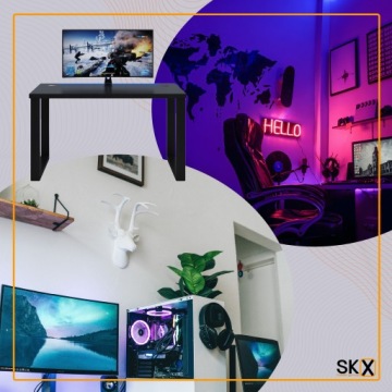 Игровой компьютерный стол со светодиодной подсветкой, черный