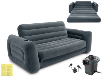 Materac Dmuchany Łóżko Sofa Dmuchana 2W1 Intex z Pompką 230V MODEL 2024