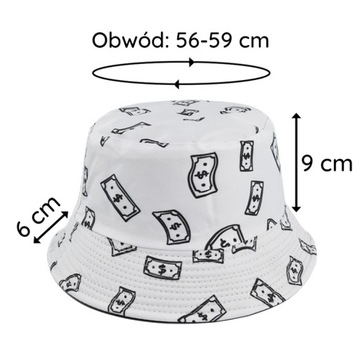 Bucket Hat Kapelusz na lato na ryby biały Dolary