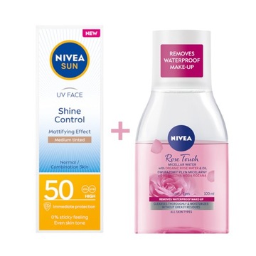 NIVEA SUN Matujący krem SPF 50 + płyn micelarny