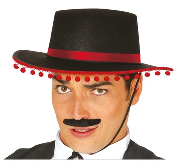 Kapelusz hiszpański - sombrero czerwono-czarny na bal | karnawał