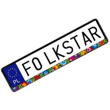 NAKŁADKA FOLK NA TABLICĘ REJESTRACYJNĄ - WZORY ŁOWICKIE - CZARNA FOLKSTAR