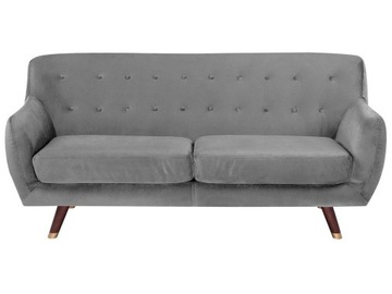 Sofa kanapa trzyosobowa welurowa szara