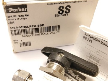 Zawór kulkowy mini PARKER M6A-MB6LPFA-SSP
