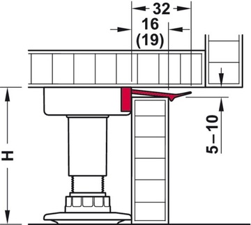 10 x Klip- zatrzask cokołu zintegrowany AXILO