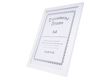 RAMKA NA ZDJĘCIA DYPLOM A4 GŁADKA BIAŁA RAMA SZKŁO