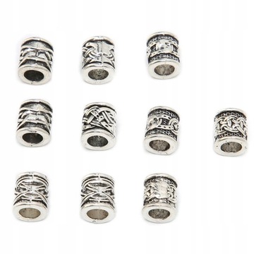 h-10шт бусины для бороды викингов, античный сплав