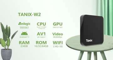 Tanix W2 Smart TV Box Android 11 4K BT5 AV1 S905W2