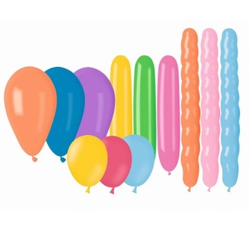 BALONY zestaw KOLOROWE urodziny MIX kształty 25szt