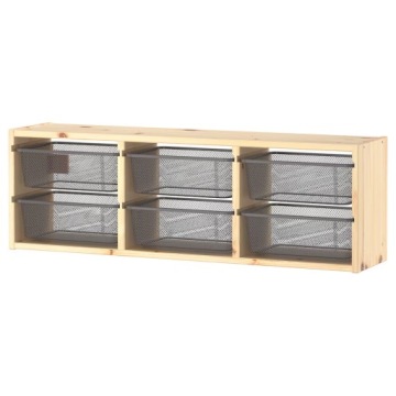 IKEA TROFAST Шафка настінна світла сосна 93x21x30 см темно-сірий