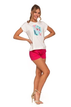 БЕЛАЯ ЖЕНСКАЯ ФУТБОЛКА С ЦВЕТОЧНЫМ ПРИНТОМ МОДНЫЙ ХЛОПОК MORAJ XL