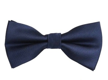 MUSZKA MUCHA MĘSKA GRANATOWA ELEGANCKA GRUBA 12 X 6 CM 100% POLIESTER