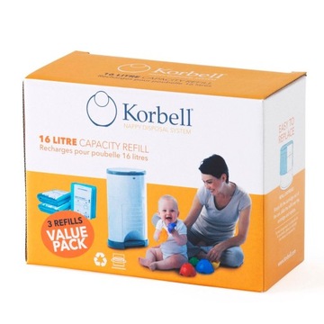 KORBELL worki wkłady na pieluchy do kosza16L 3PAK