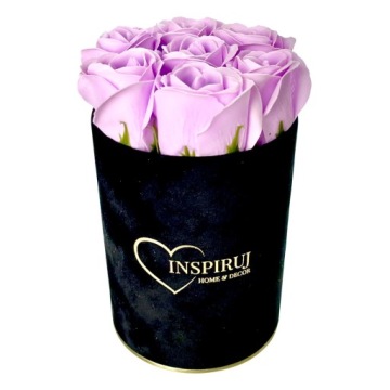 ЦВЕТОЧНАЯ КОРОБКА С МЫЛЬНЫМИ ЦВЕТАМИ ПОДАРОЧНЫЕ ЦВЕТЫ МЫЛЬНЫЕ РОЗЫ ВЕЛЮРОВАЯ КОРОБКА