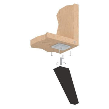 ножка из бука, скошенная трапеция 10 СМ, черная