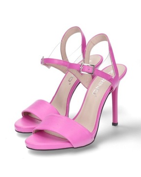 Różowe sandały szpilki platforma skóra Karino 40