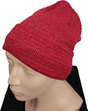 Czerwona KLASYCZNA OCIEPLANA CZAPKA BEANIE
