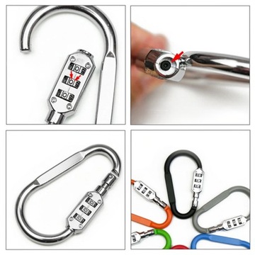 DUŻY KARABIŃCZYK Z SZYFREM NA SZYF SZYFROWY BRELOK KARABINEK ZAPIĘCIE 75mm