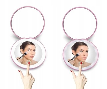 Белое карманное зеркало со светодиодной подсветкой + декоративная сумка