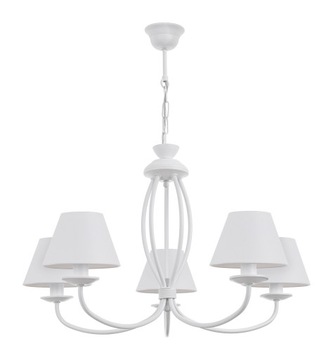 Biała lampa do sypialni 5-płomienna OLIVER lampa sufitowa wisząca biała