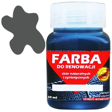 RENOWACJA SKÓRY TAPICERKI FARBA POPIEL CIEMNY 30ml