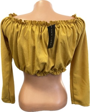 Żółty Crop Top New Look Bluzka Damska Hiszpanka r. 40