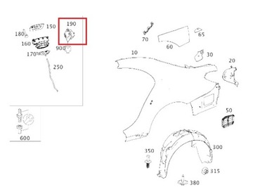 MERCEDES W205 W222 ZÁMEK KRYT PLNĚNÍ PALIVA OE