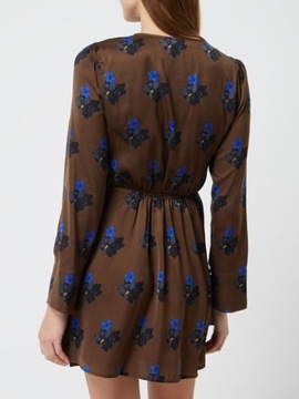 Sukienka kopertowa, w kwiaty, brązowy Mango XL