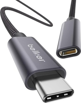 BELKER przedłużacz USB C 140W 2 metry Nylonowy oplot USB 3.2 MacBook Dell