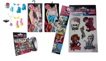 Monster high dodatki akcesoria lalek Botki Wrotki okularki tatuaże naklejki